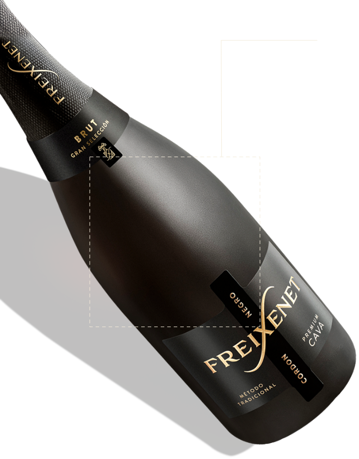 Botella Freixenet inclinada